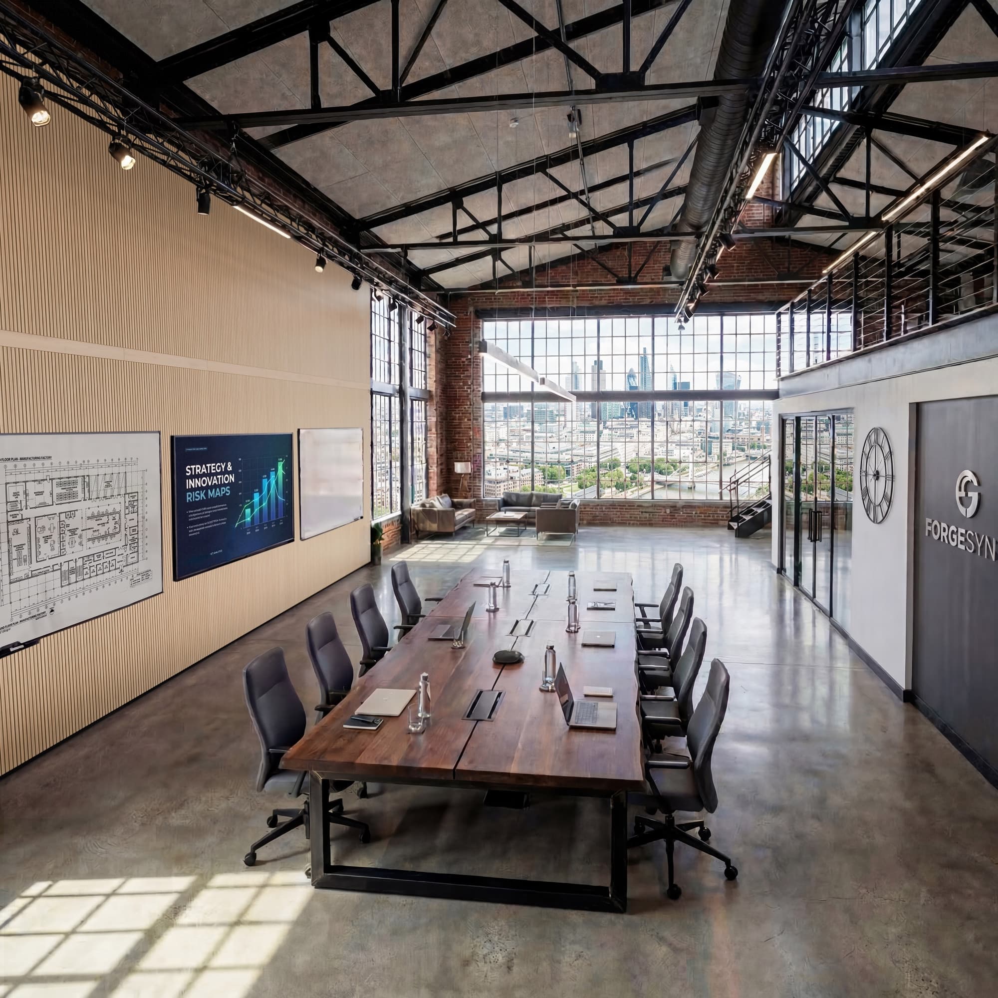 smartline acoustic panels in Vicenza oak wrapping a meeting room wall