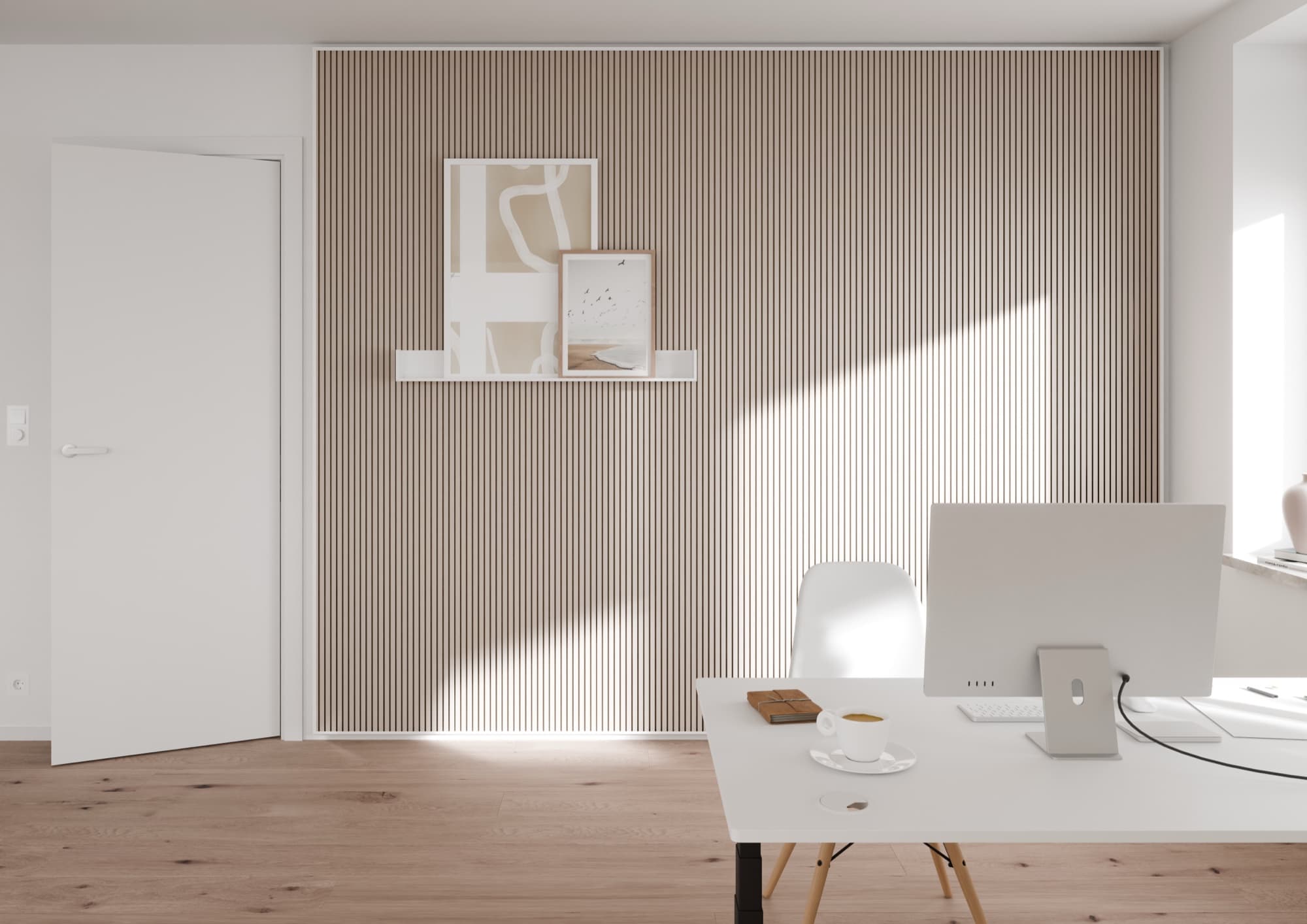 smartline acoustic panels behind a desk in a home office