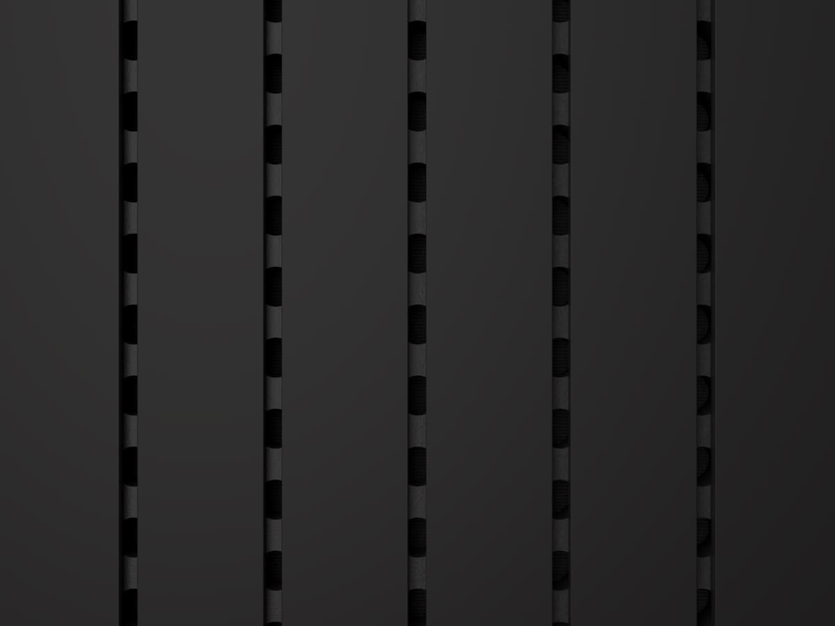 Soft touch black finish on slimline acoustic panel